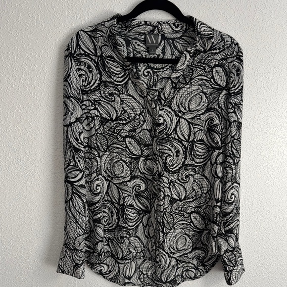 Worthington Tops - Worthington Black and White Long Sleeve Button Down Shirt